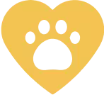 Yellow Dog Paw in a Heart Animal Welfare Icon
